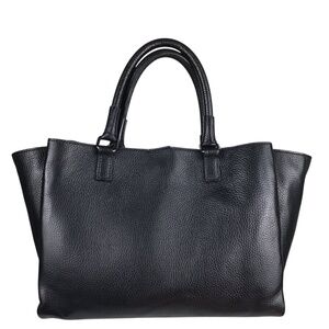 Italian Black Leather Satchel Handbag
